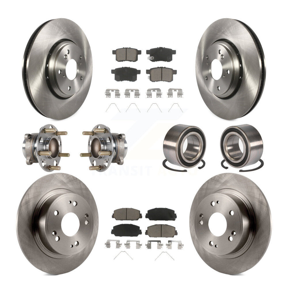 Front Rear Wheel Hub Bearings Assembly Disc Brake Rotors And Ceramic Pads Kit (10Pc) For Honda Accord KBB-123284
