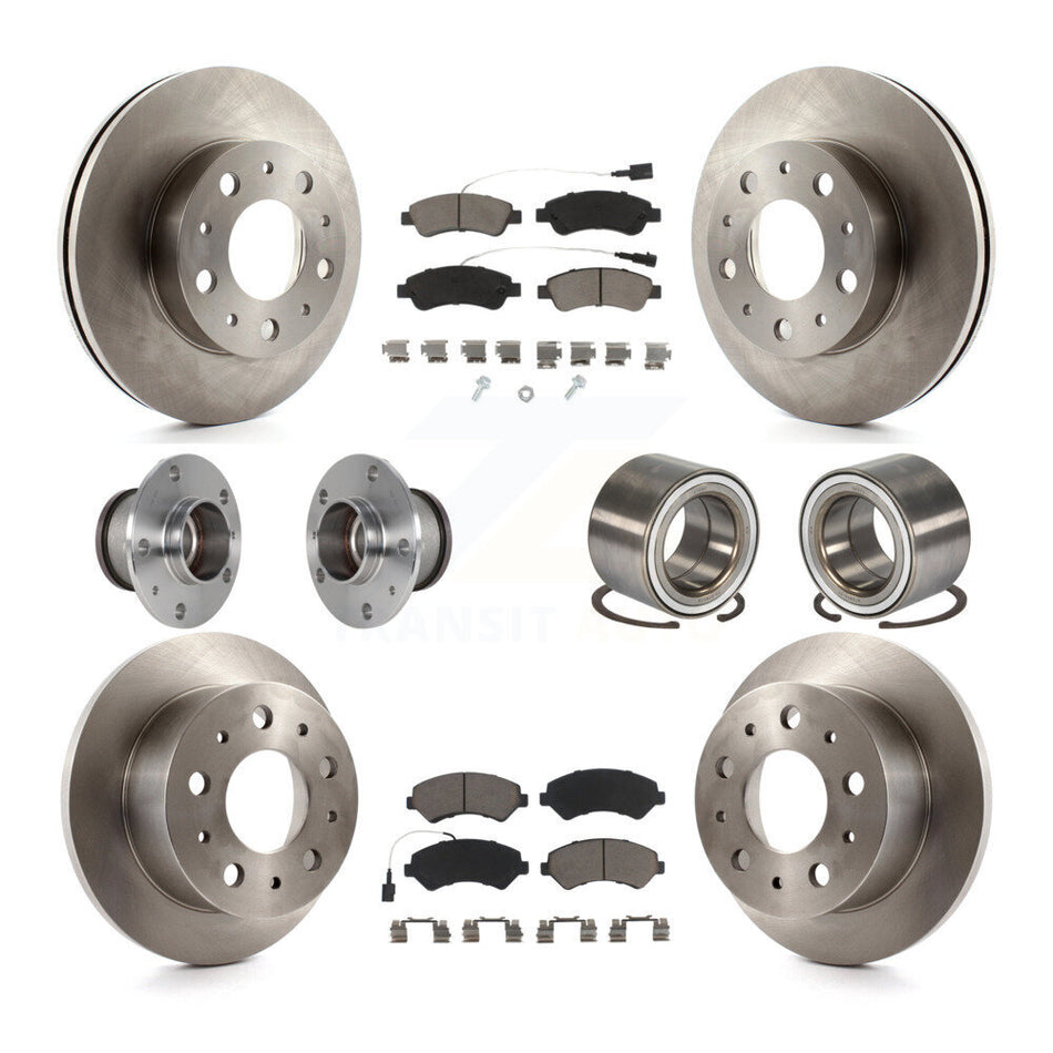 Front Rear Wheel Hub Bearings Assembly Disc Brake Rotors And Ceramic Pads Kit (10Pc) For Ram ProMaster 1500 2500 3500 KBB-123287