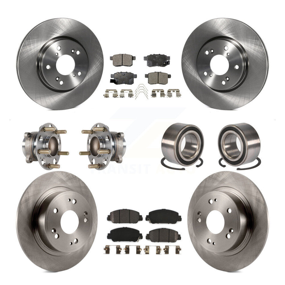 Front Rear Wheel Hub Bearings Assembly Disc Brake Rotors And Semi-Metallic Pads Kit (10Pc) For 2016-2017 Honda Accord EX-L with 3.5L KBB-123295
