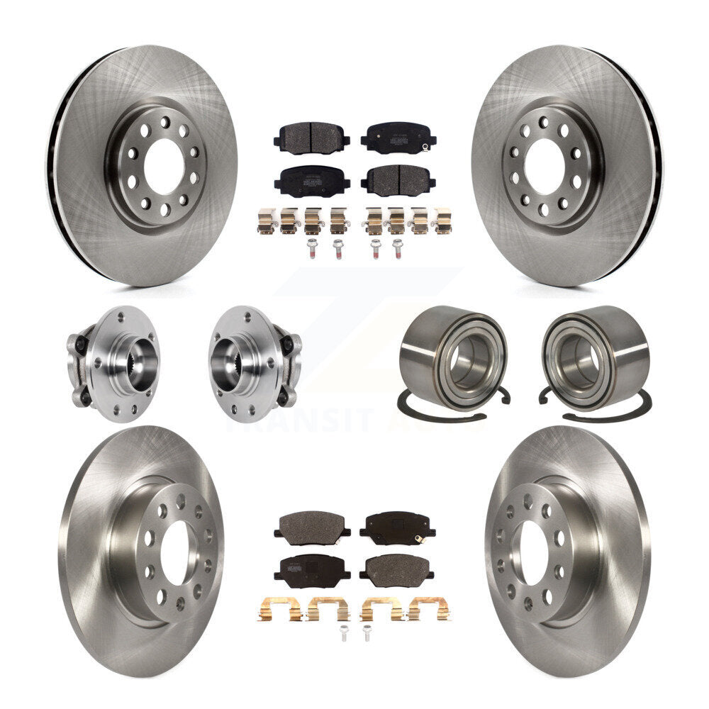 Front Rear Hub Bearings Disc Brake Rotors And Pads Kit (10Pc) For 2016-2018 Fiat 500X AWD KBB-123304
