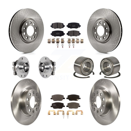 Front Rear Hub Bearings Disc Brake Rotors And Pads Kit (10Pc) For 2016-2018 Fiat 500X AWD KBB-123304