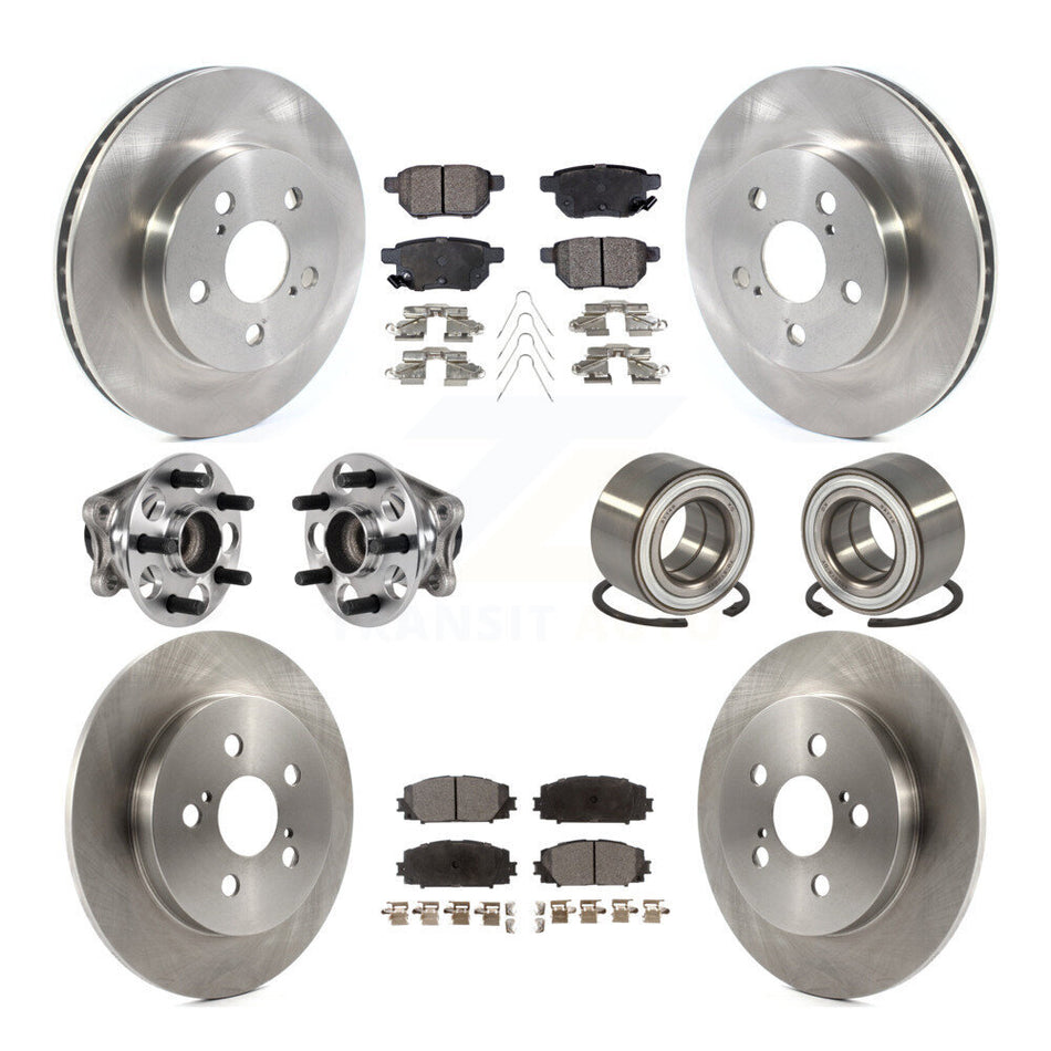 Front Rear Wheel Hub Bearing Disc Brake Rotors And Pads Kit (10Pc) For Toyota Prius Prime KBB-123305