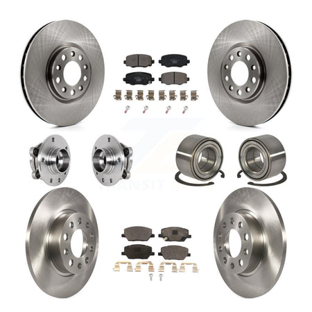 Front Rear Hub Bearings Disc Brake Rotors And Pads Kit (10Pc) For 2016-2018 Fiat 500X AWD KBB-123308