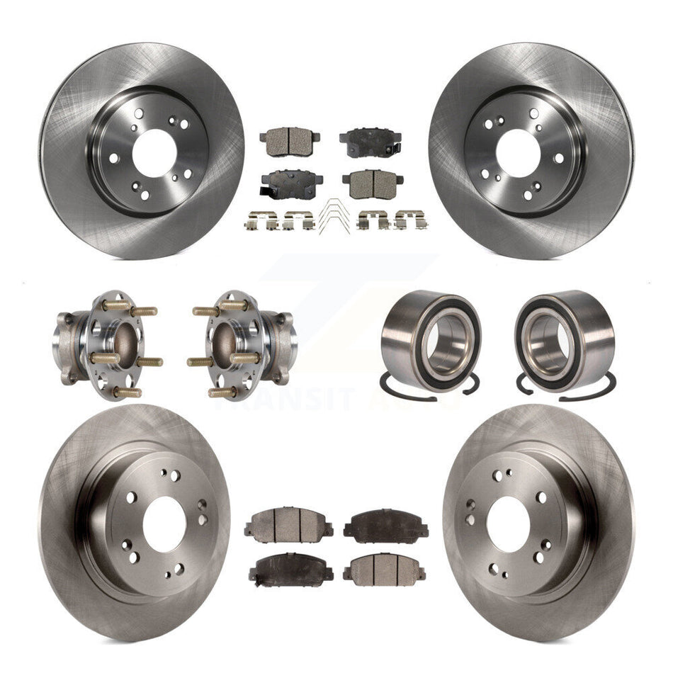 Front Rear Wheel Hub Bearings Assembly Disc Brake Rotors And Ceramic Pads Kit (10Pc) For 2016-2017 Honda Accord EX-L with 3.5L KBB-123314