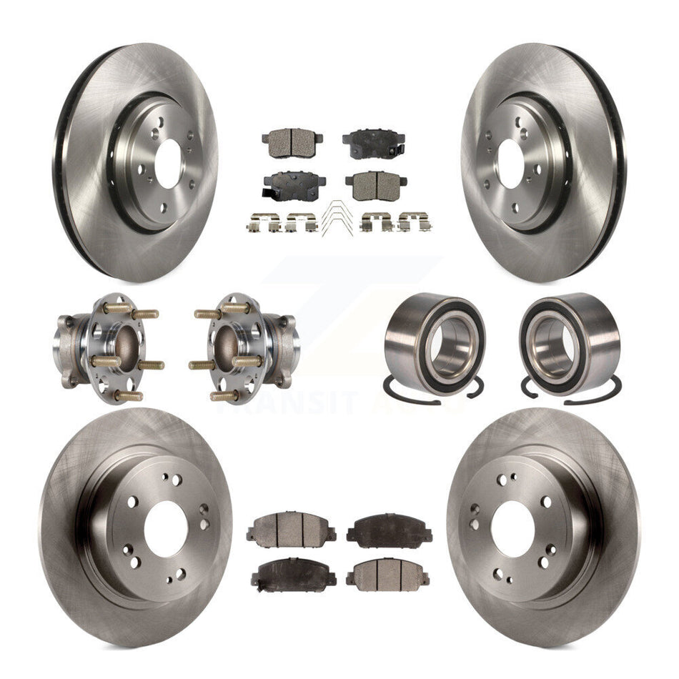 Front Rear Wheel Hub Bearings Assembly Disc Brake Rotors And Ceramic Pads Kit (10Pc) For 2017 Honda Accord Hybrid EX-L Touring KBB-123316
