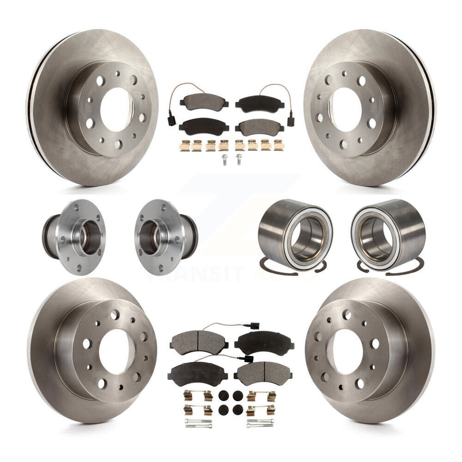 Front Rear Wheel Hub Bearings Assembly Disc Brake Rotors And Ceramic Pads Kit (10Pc) For Ram ProMaster 1500 2500 3500 KBB-123319