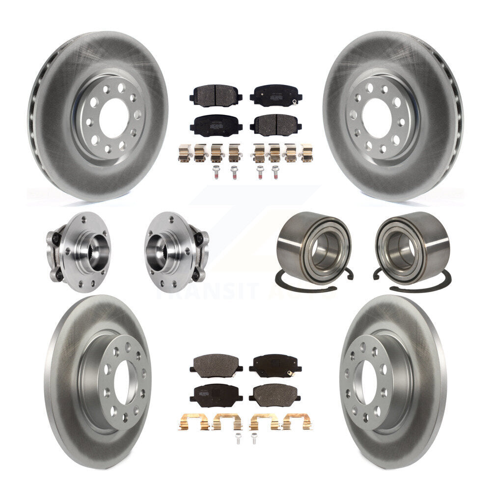 Front Rear Hub Bearing Coated Disc Brake Rotor Pad Kit (10Pc) For 2016-2018 Fiat 500X AWD KBB-123335
