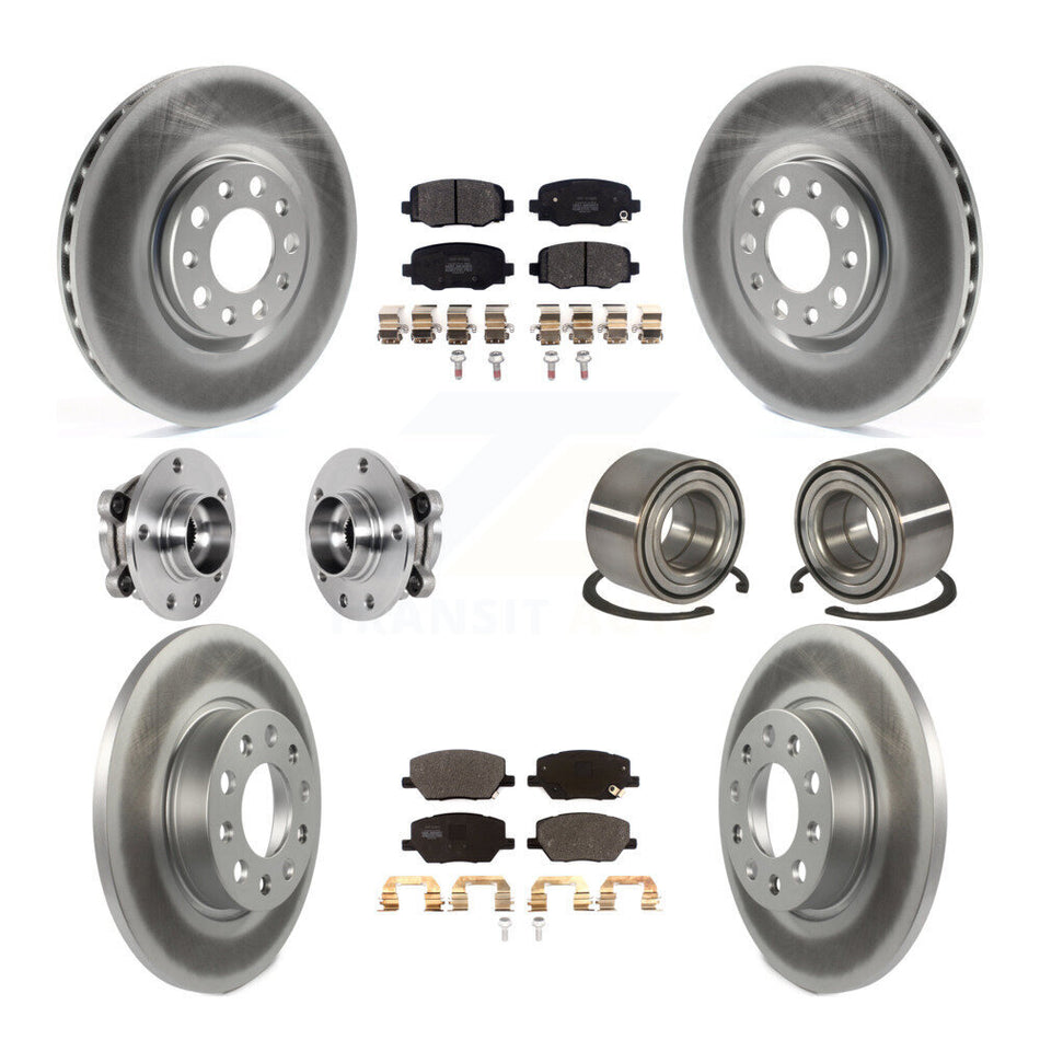 Front Rear Hub Bearing Coated Disc Brake Rotor Pad Kit (10Pc) For 2016-2018 Fiat 500X AWD KBB-123335