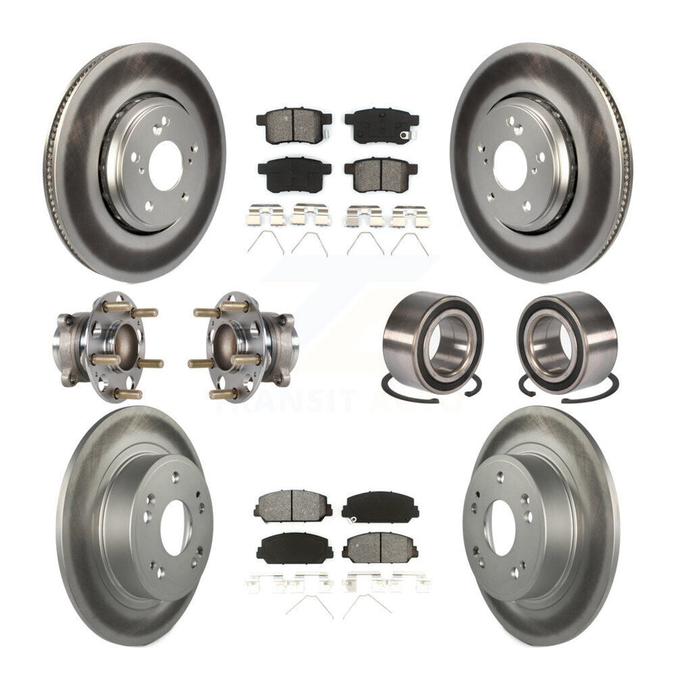 Front Rear Wheel Hub Bearings Assembly Coated Disc Brake Rotors And Semi-Metallic Pads Kit (10Pc) For Honda Accord KBB-123350