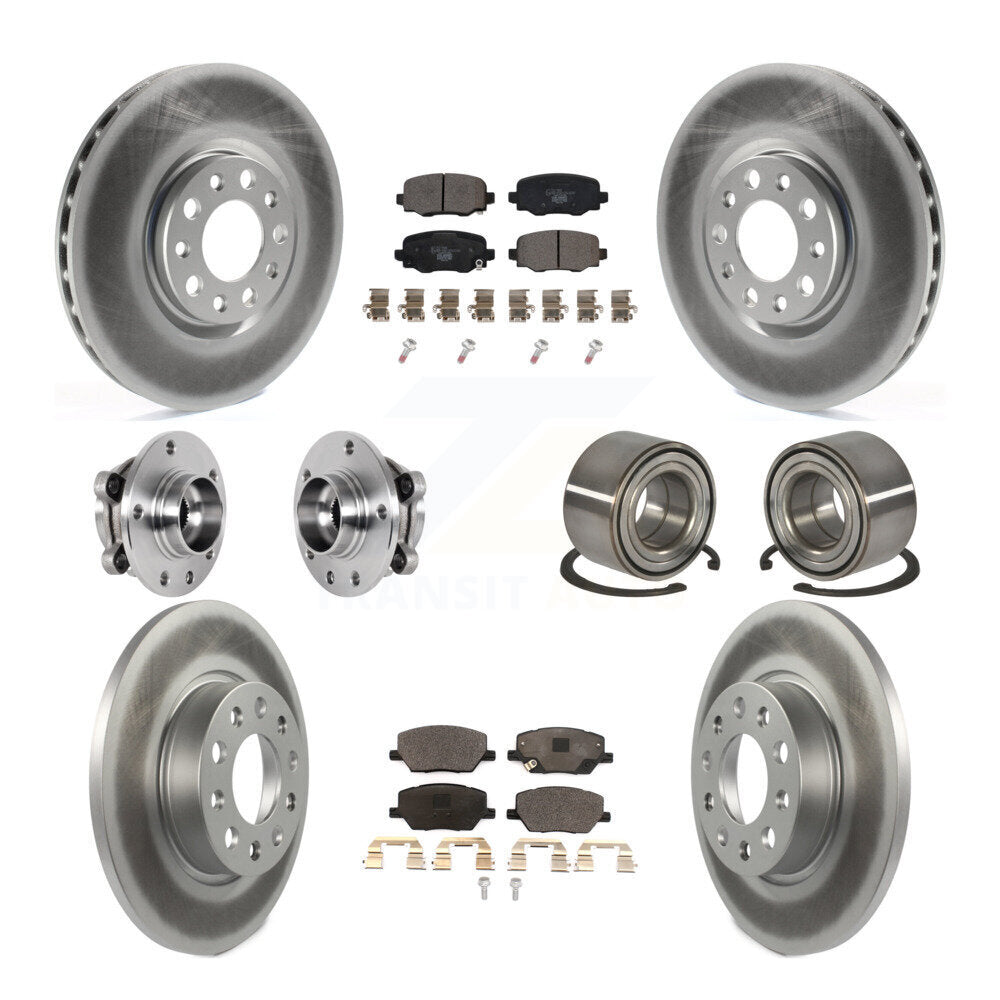 Front Rear Hub Bearing Coated Disc Brake Rotor Pad Kit (10Pc) For 2016-2018 Fiat 500X AWD KBB-123362