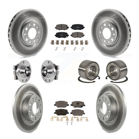 Front Rear Hub Bearing Coated Disc Brake Rotor Pad Kit (10Pc) For 2016-2018 Fiat 500X AWD KBB-123362