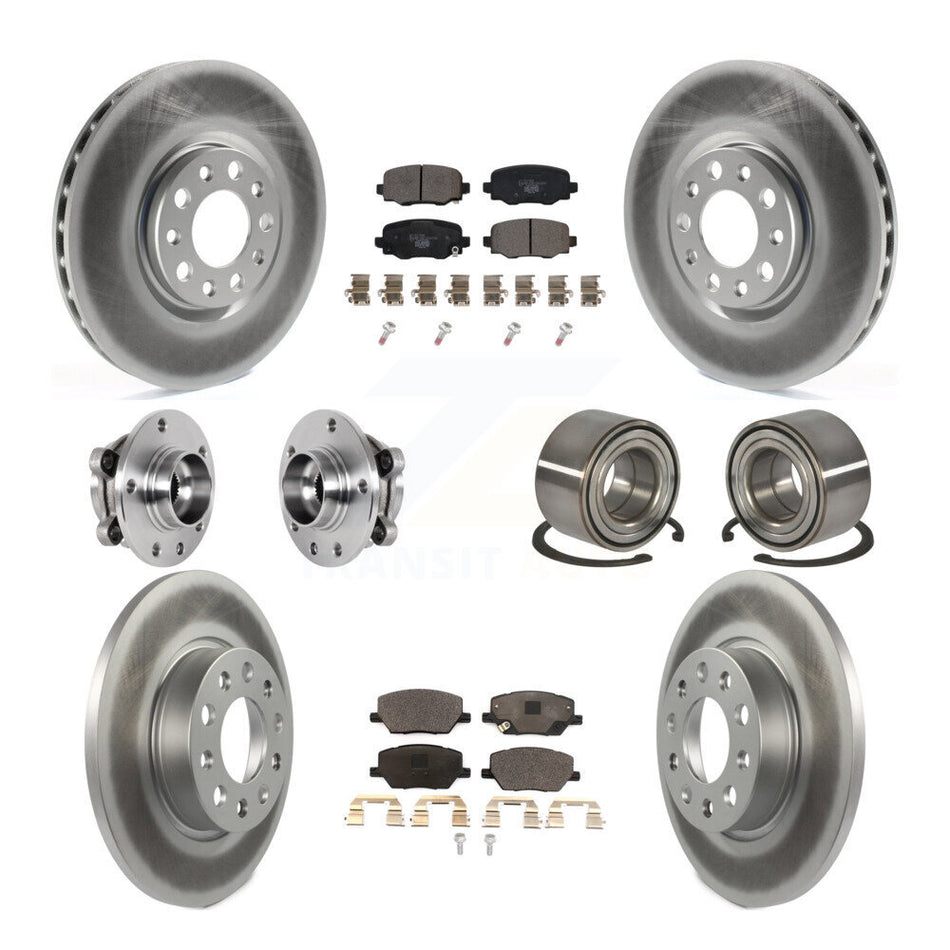 Front Rear Hub Bearing Coated Disc Brake Rotor Pad Kit (10Pc) For 2016-2018 Fiat 500X AWD KBB-123362