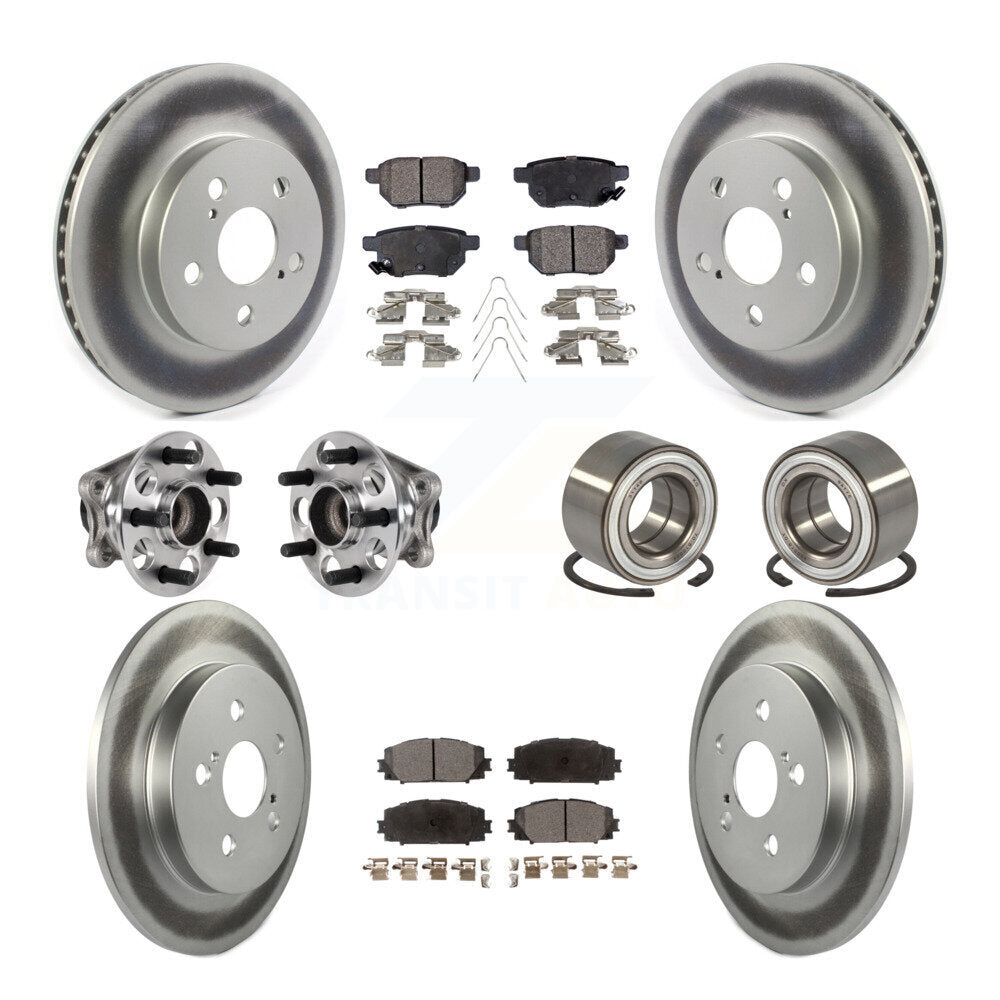 Front Rear Hub Bearing Coated Disc Brake Rotor And Pads Kit (10Pc) For Toyota Prius Prime KBB-123363