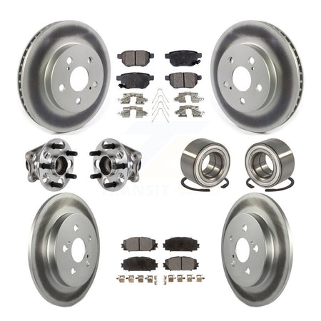 Front Rear Hub Bearing Coated Disc Brake Rotor And Pads Kit (10Pc) For Toyota Prius Prime KBB-123363