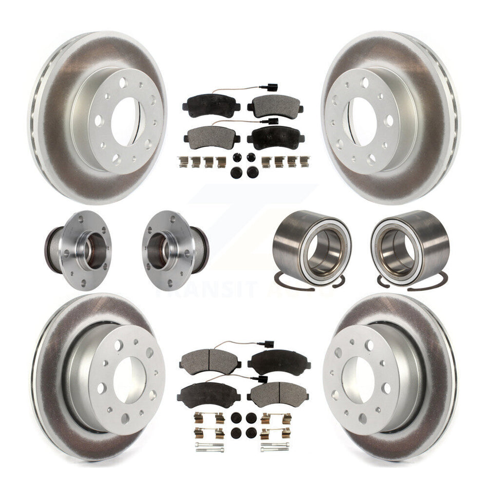 Front Rear Wheel Hub Bearings Assembly Coated Disc Brake Rotors And Ceramic Pads Kit (10Pc) For Ram ProMaster 1500 2500 3500 KBB-123371