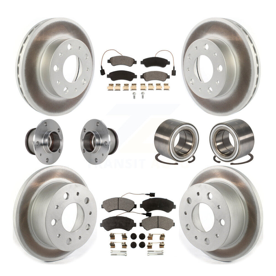 Front Rear Wheel Hub Bearings Assembly Coated Disc Brake Rotors And Ceramic Pads Kit (10Pc) For Ram ProMaster 1500 2500 3500 KBB-123373