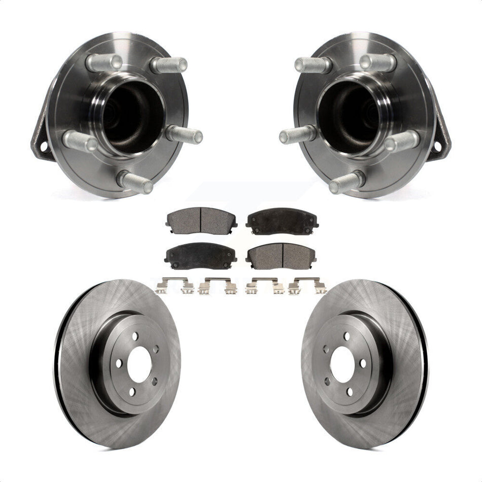 Front Hub Bearing Assembly With Disc Brake Rotors And Ceramic Pads Kit For 2015-2018 Dodge Charger RWD with 3.6L 345mm Diameter Rotor KBB-123392