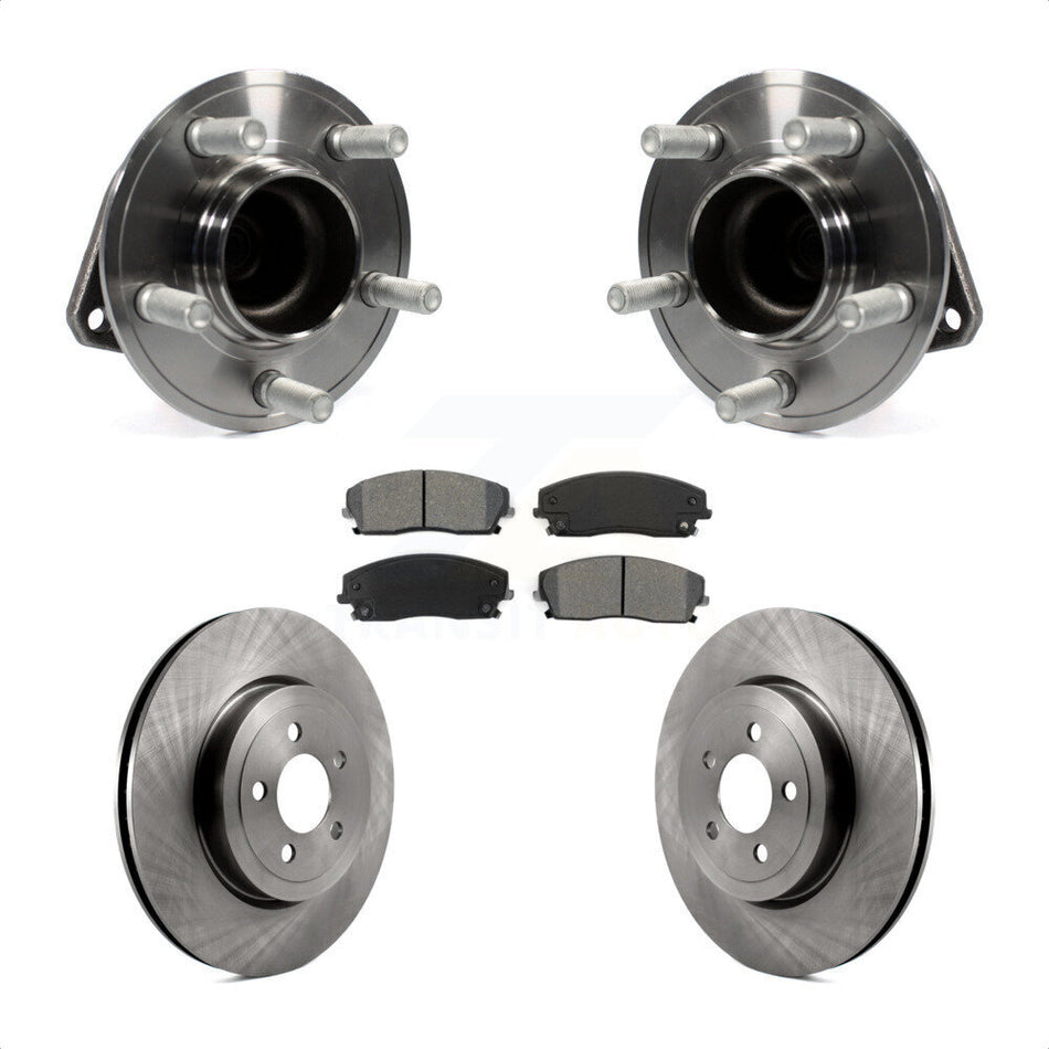 Front Hub Bearing Assembly With Disc Brake Rotors And Semi-Metallic Pads Kit For 2015-2018 Dodge Charger RWD with 3.6L 345mm Diameter Rotor KBB-123408