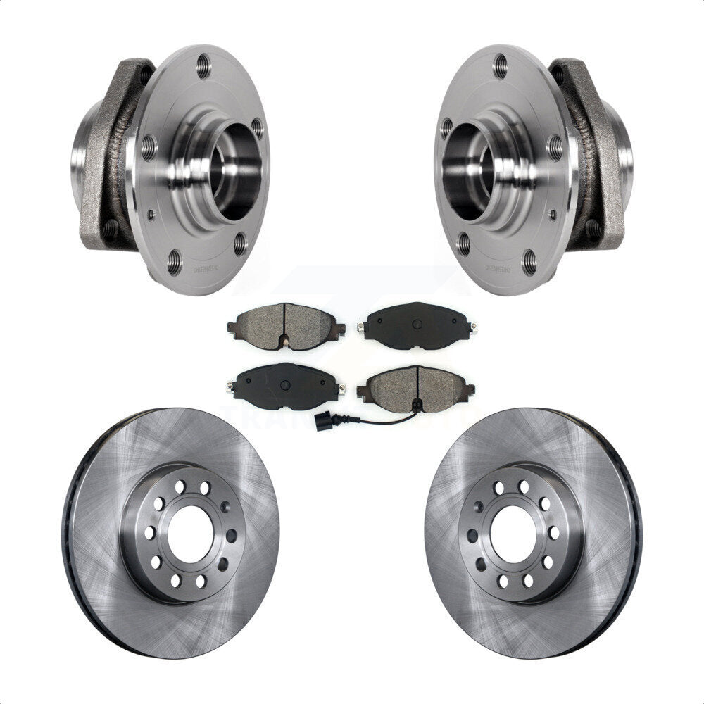 Front Hub Bearing Brake Rotor Pads Kit For 2016 Audi A3 2.0L With 80mm Pilot Diameter KBB-123410