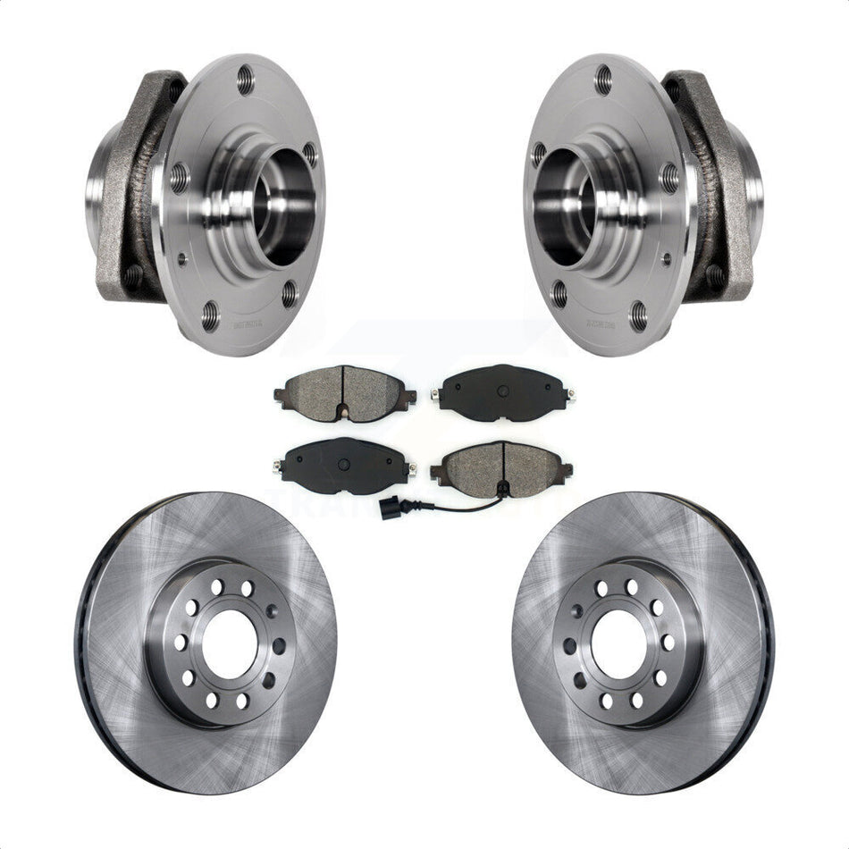Front Hub Bearing Brake Rotor Pads Kit For 2016 Audi A3 2.0L With 80mm Pilot Diameter KBB-123410