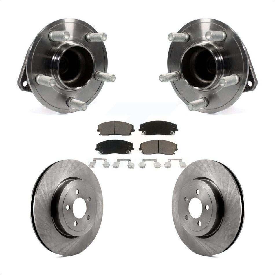 Front Hub Bearing Assembly With Disc Brake Rotors And Ceramic Pads Kit For 2015-2018 Dodge Charger RWD with 3.6L 345mm Diameter Rotor KBB-123445
