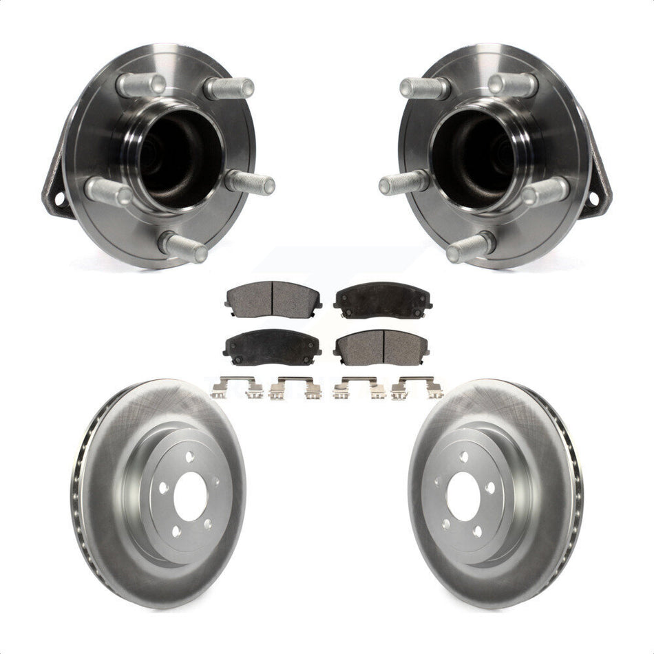 Front Hub Bearing Assembly With Coated Disc Brake Rotors And Ceramic Pads Kit For 2015-2018 Dodge Charger RWD with 3.6L 345mm Diameter Rotor KBB-123474