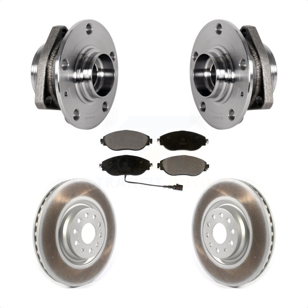 Front Hub Bearing Coat Brake Rotor Pad Kit For 15-20 Audi S3 With 80mm Pilot Diameter KBB-123481