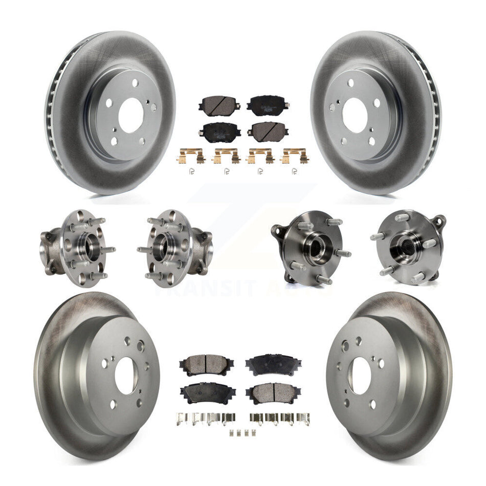 Front Rear Hub Bearings Assembly Coated Disc Brake Rotors And Ceramic Pads Kit (10Pc) For Lexus IS250 KBB-123488