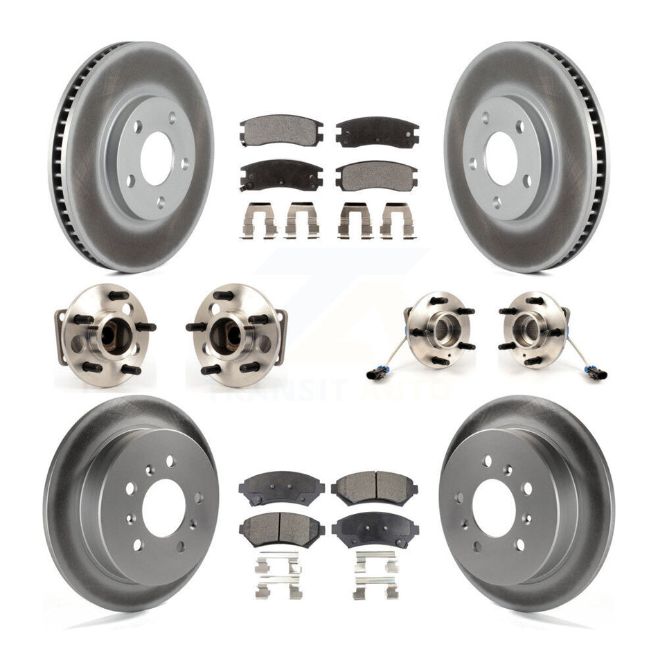 Front Rear Hub Bearings Assembly Coated Disc Brake Rotors And Ceramic Pads Kit (10Pc) For Chevrolet Impala Monte Carlo Oldsmobile Intrigue KBB-123491