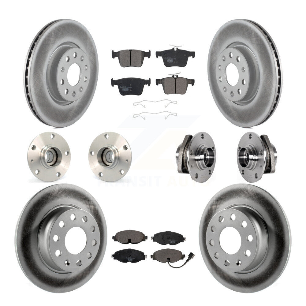 Front Rear Hub Bearing Coated Brake Rotor And Pad Kit (10Pc) For Audi A3 Sportback e-tron KBB-123504