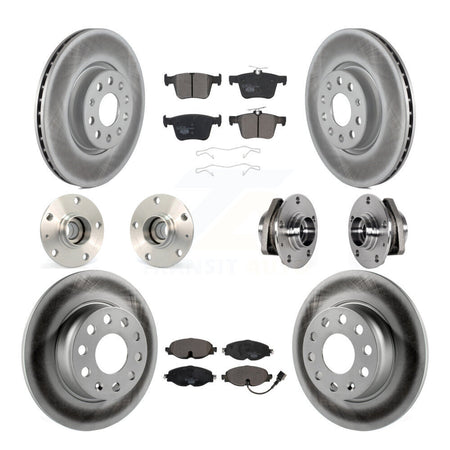 Front Rear Hub Bearing Coated Brake Rotor And Pad Kit (10Pc) For Audi A3 Sportback e-tron KBB-123504