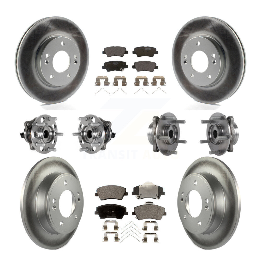 Front Rear Hub Bearing Coat Brake Rotor Pad Kit (10Pc) For 2017-2020 Hyundai Elantra 2.0L KBB-123508