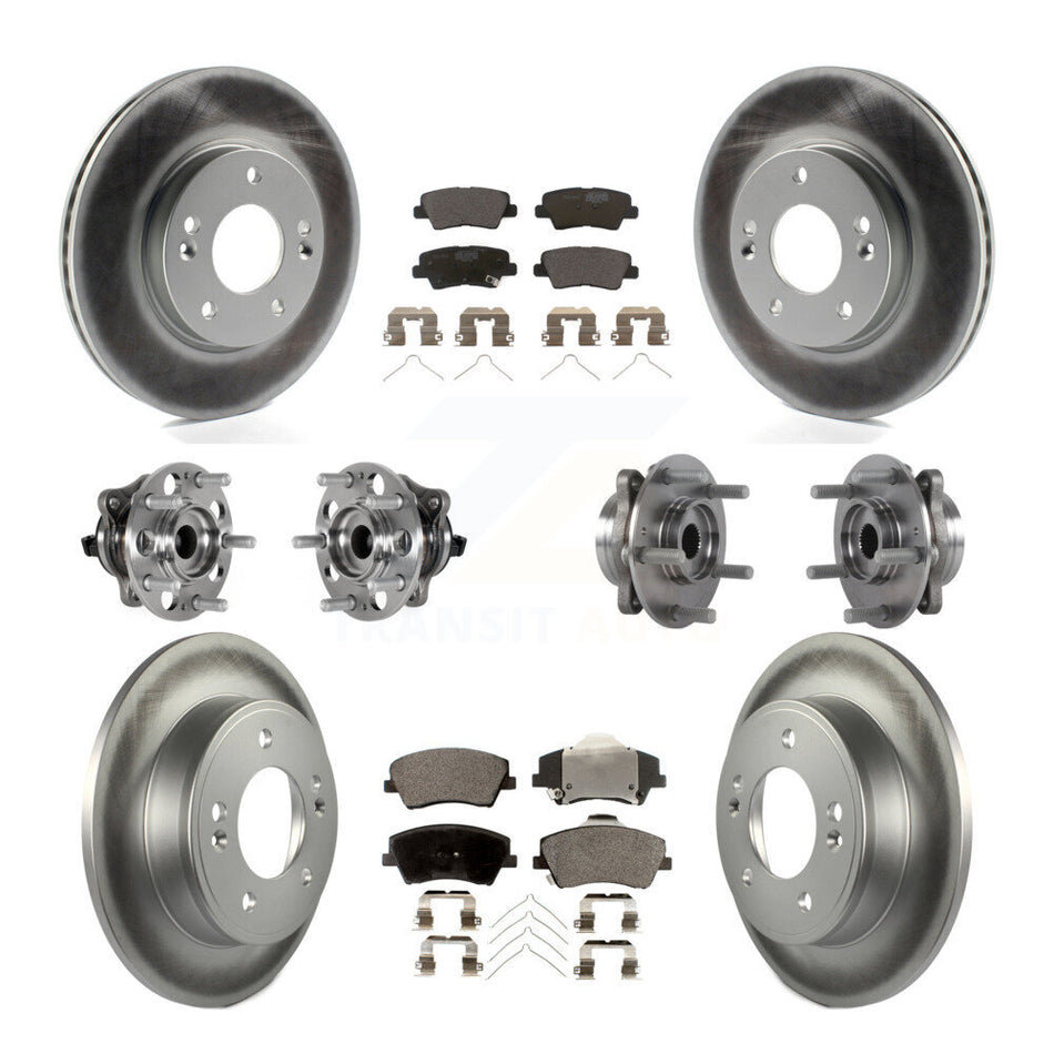 Front Rear Hub Bearing Coat Brake Rotor Pad Kit (10Pc) For 2017-2020 Hyundai Elantra 2.0L KBB-123508