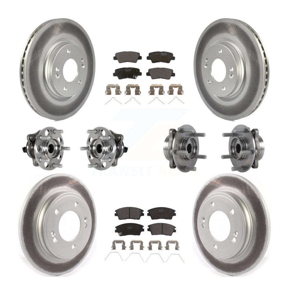 Front Rear Hub Bearing Coat Brake Rotor Pad Kit (10Pc) For 2017-2020 Hyundai Elantra 1.6L KBB-123509