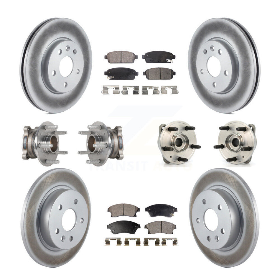 Front Rear Hub Bearings Assembly Coated Disc Brake Rotors And Ceramic Pads Kit (10Pc) For Chevrolet Cruze Limited KBB-123511