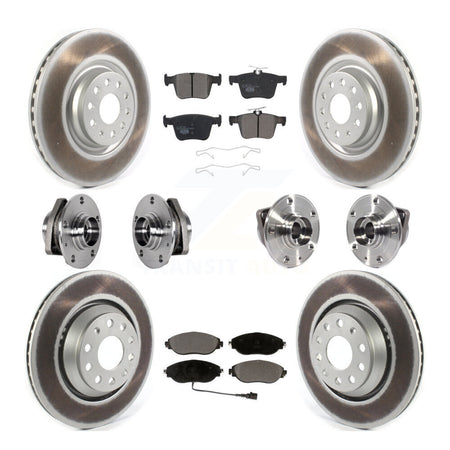 Front Rear Hub Bearing Coated Brake Rotor & Pads Kit (10Pc) For Volkswagen Golf R Audi S3 KBB-123519