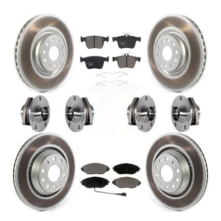 Front Rear Hub Bearings Coated Disc Brake Rotors And Ceramic Pads Kit (10Pc) For Audi S3 KBB-123520