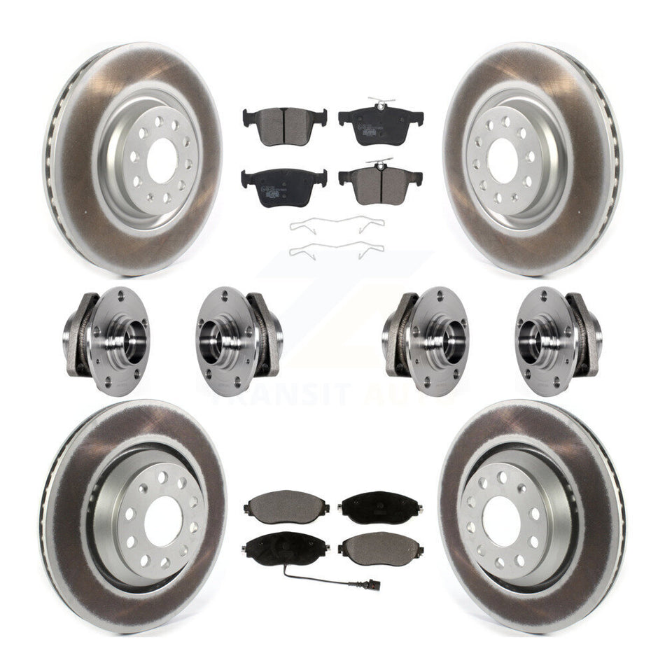 Front Rear Hub Bearings Coated Disc Brake Rotors And Ceramic Pads Kit (10Pc) For Audi S3 KBB-123520