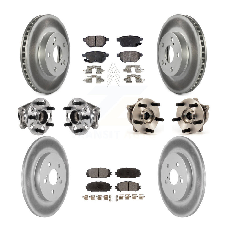 Front Rear Hub Bearings Coated Disc Brake Rotors And Pads Kit (10Pc) For Lexus CT200h KBB-123523