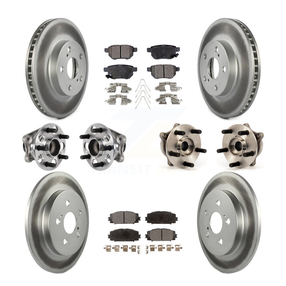 Front Rear Hub Bearings Coated Disc Brake Rotors And Pads Kit (10Pc) For Lexus CT200h KBB-123524