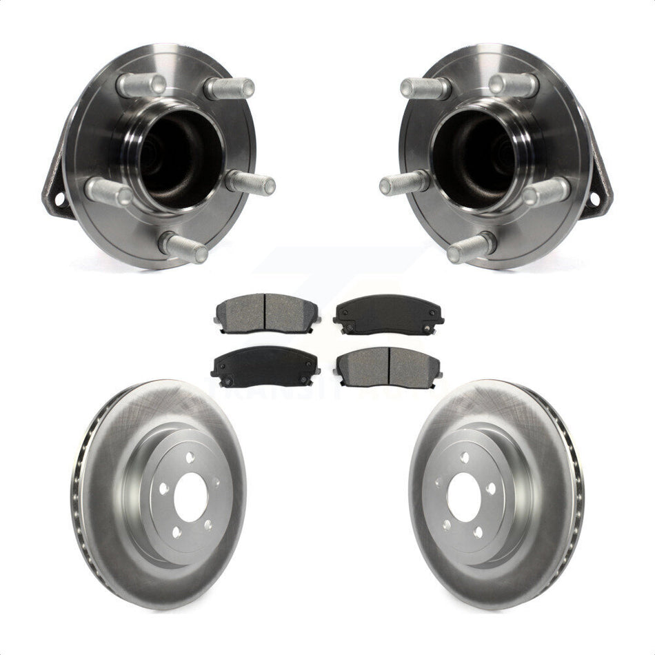 Front Hub Bearing Assembly With Coated Disc Brake Rotors And Semi-Metallic Pads Kit For 2015-2018 Dodge Charger RWD with 3.6L 345mm Diameter Rotor KBB-123531