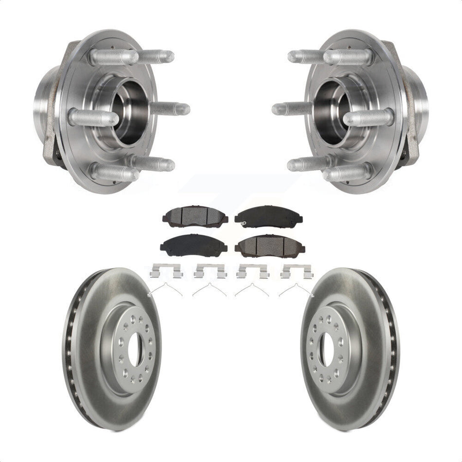 Front Hub Bearing Assembly With Coated Disc Brake Rotors And Semi-Metallic Pads Kit For Chevrolet Traverse GMC Acadia Buick Enclave KBB-123537