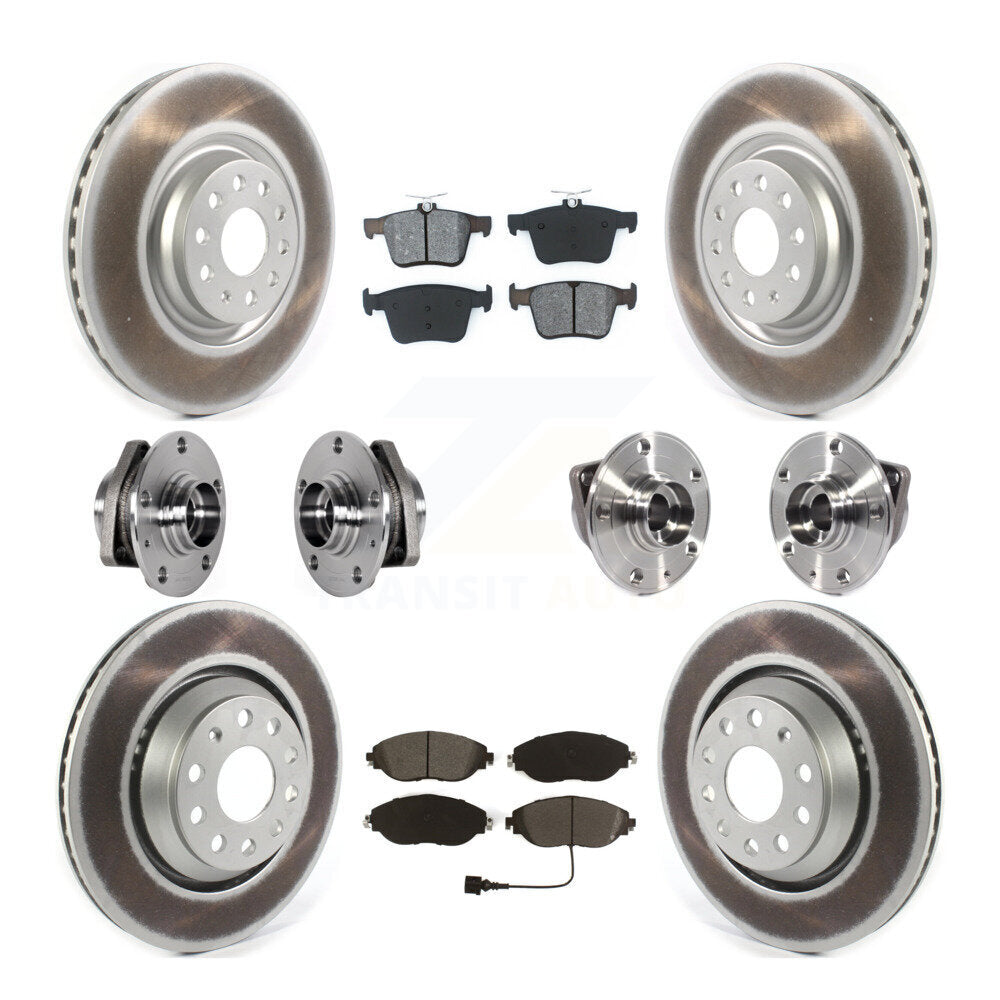 Front Rear Hub Bearing Coated Brake Rotor & Pads Kit (10Pc) For Volkswagen Golf R Audi S3 KBB-123548
