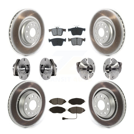 Front Rear Hub Bearing Coated Brake Rotor & Pads Kit (10Pc) For Volkswagen Golf R Audi S3 KBB-123548