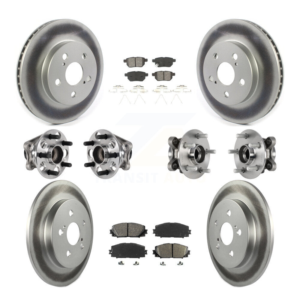 Front Rear Hub Bearing Coated Disc Brake Rotor And Pads Kit (10Pc) For Toyota Prius Prime KBB-123554
