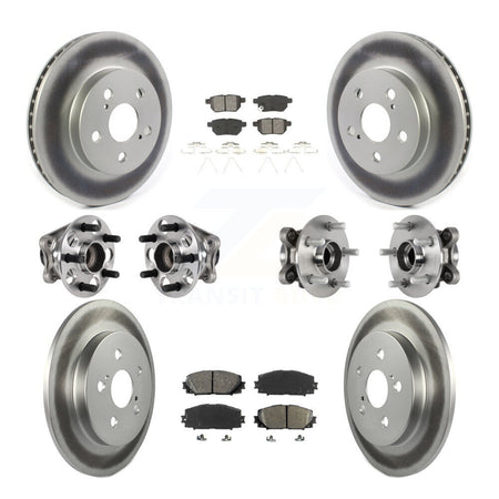 Front Rear Hub Bearing Coated Disc Brake Rotor And Pads Kit (10Pc) For Toyota Prius Prime KBB-123554