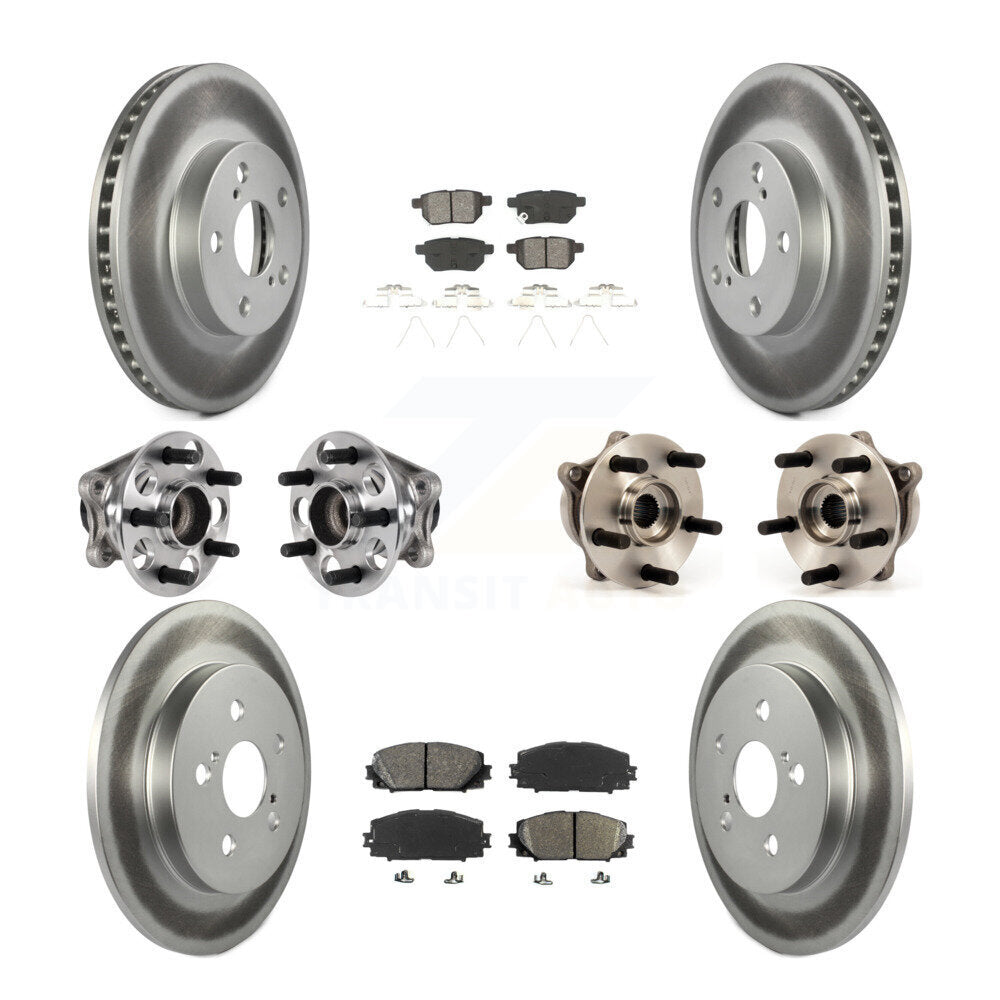 Front Rear Hub Bearings Coated Disc Brake Rotors And Pads Kit (10Pc) For Lexus CT200h KBB-123555