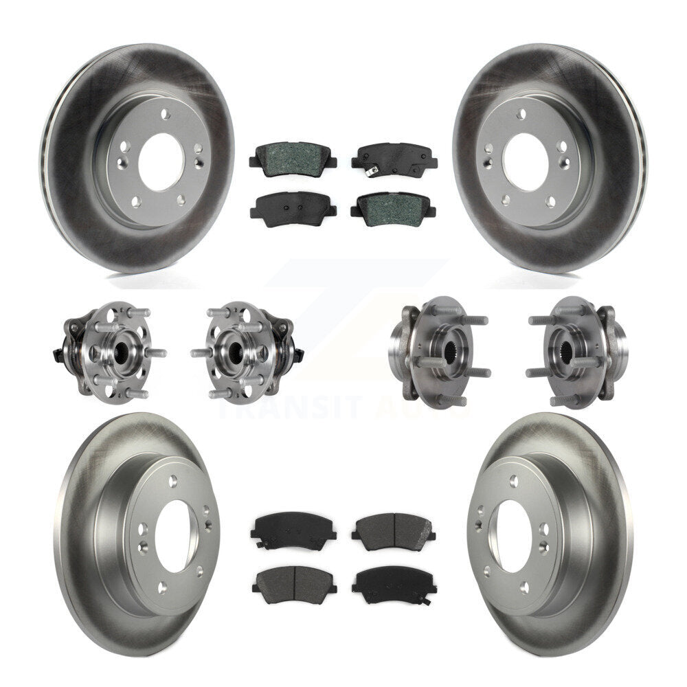 Front Rear Hub Bearing Coat Brake Rotor Pad Kit (10Pc) For 2017-2020 Hyundai Elantra 2.0L KBB-123559