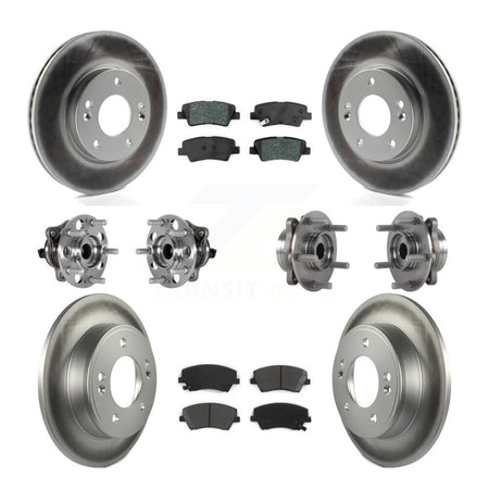 Front Rear Hub Bearing Coat Brake Rotor Pad Kit (10Pc) For 2017-2020 Hyundai Elantra 2.0L KBB-123559