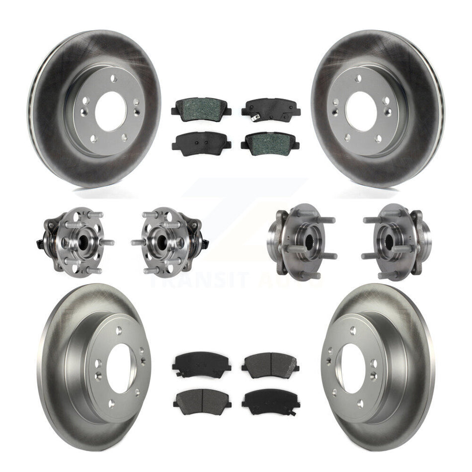 Front Rear Hub Bearing Coat Brake Rotor Pad Kit (10Pc) For 2017-2020 Hyundai Elantra 2.0L KBB-123559
